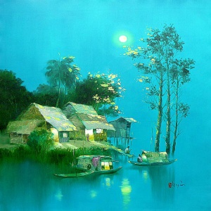 Dang Can , vietnam artist , vietnam painting , vietnamese art , river , melody