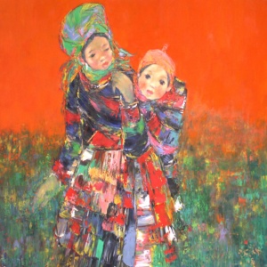 Doan Xuan Tang , red , mother and son