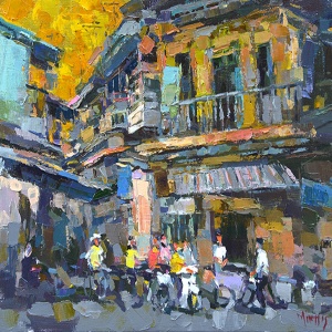 Hanoi Corner Street , Pham Hoang Minh , vietnam artists , vietnam paintings