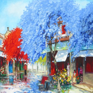 Lam Duc Manh , vietnam artist , vietnam painting , vietnam art , buy paintings online , Hanoi , rain 