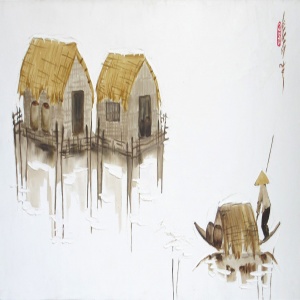 Luong Dung , vietnam artist , vietnam painting , vietnam art , white , house , silts