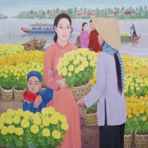The Flower Market in Tet Holiday