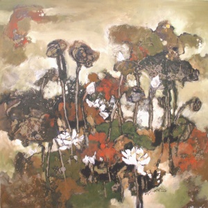 Tran Chau , vietnam painting , vietnam art , vietnam artist , artists , lotus