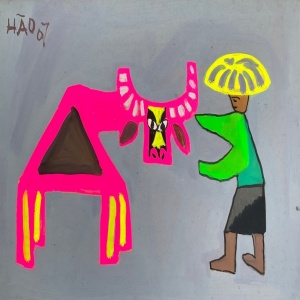 Truong Dinh Hao , vietnam artist , vietnam painting , vietnam art , paper painting , buffalo , kid